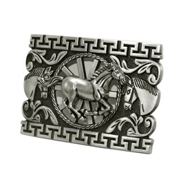 Moranse Silver Nice Running Horse Carving Style Western Cowboy Belt Buckles, Nice Horse, Medium