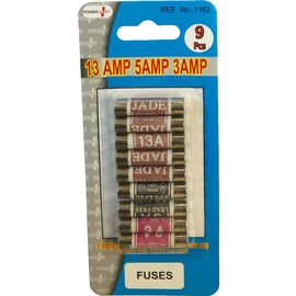 9 Pack Mixed Fuses- 5x13 Amp, 2X 3 Amp, and 2x5 Amp