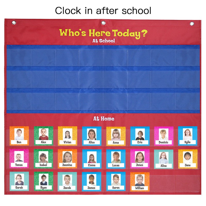 School Classroom Attendance Pocket Chart with 72 Color Cards Teacher