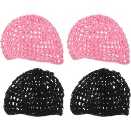 4 redecillas de ganchillo para el cabello: redecillas para el cabello para mujer, gorro de red trenzado para moño, gorros de ducha de ganchillo transpirables, para dormir.