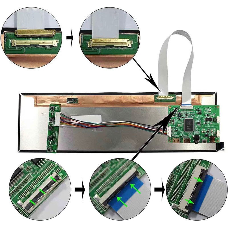 VSDISPLAY NV126B5M-N41 12.6" 1920X515 visualización LCD funciona con 2 HD-MI