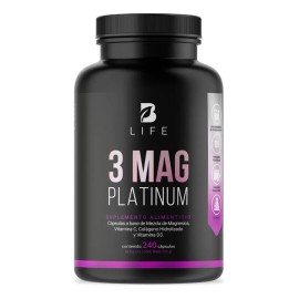 3-Mag Platinum B-Life | 240 Cápsulas | Mezcla de 3 Magnesios de Alta Absorción | Sueño, Mente y Músculos Saludables
