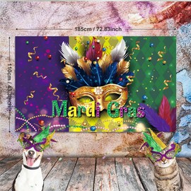 Mardi Gras Backdrop, Masqueraded Themed Party Photography Background,Mardi Gras Decorations for New Orleans Holiday Masquerade Party Supplies