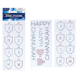Rite Lite Bedazzle Hanukkah Jewel Stickers - 2 Sheets of Dreidels, Menorahs & Happy Chanukah Designs - Festive Chanukah Stickers for Cards, Gifts, Decorations Party Favors, Arts & Crafts, Holiday Fun!