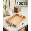 Serving Tray with Handles, LYNG Bamboo Bed Tray with Removable