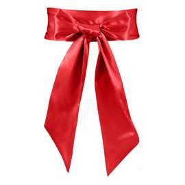 JASGOOD Women Sash Dress Belt for Wedding Party Long Sash Waist Belt for Special Occasion 3.7" Width (Bright Red,One Pcs)