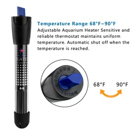 DOMICA 25W Adjustable Aquarium Heater, Submersible Water Heater for Small Fish Tank (3-8 gallons) with Free Thermometer Sticker