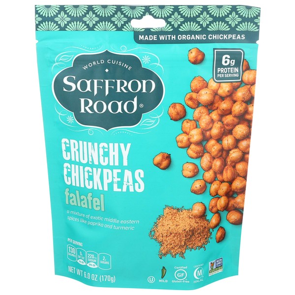 Saffron Road Falafel Crunchy Chickpea Snack, 6oz - Gluten Free, Non-GMO, Halal, Kosher, Vegan