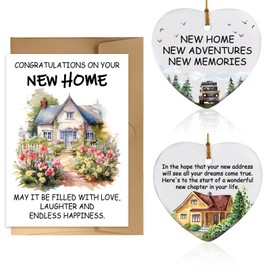 HOWAB New Home Ceramic Cards Gifts, House Warming Hanging Gifts New Home Gift Ideas for Decor, Housewarming Gifts for Neighbourhood Couple Family Friend Friends