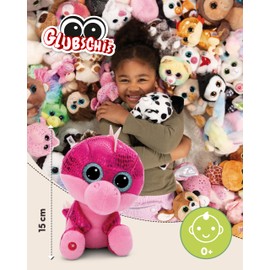 NICI GLUBSCHIS Cuddly Toy Dragon Kay-Kay 15 cm - Colourful Stuffed Toy with Large, Cute Glitter Eyes, Plush Toy for Cuddly Toy Lovers - 49395