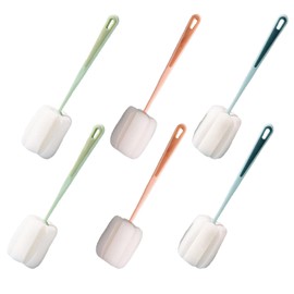 Pack of 6 Sponge Cleaning Brush for Glasses Sponge with Handle Porous Sponge Head Strong Absorption Suitable for Carafes Water Bottles Bottles Cups Bowls Plates