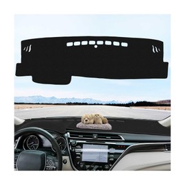 DTGGSBUS Dashboard Cover Mat for Toyota Camry 2018 2019 2020 2021 2022 2023 2024 Accessories Custom Fit for Dash Cover Polyester Silicone Protector（Black）