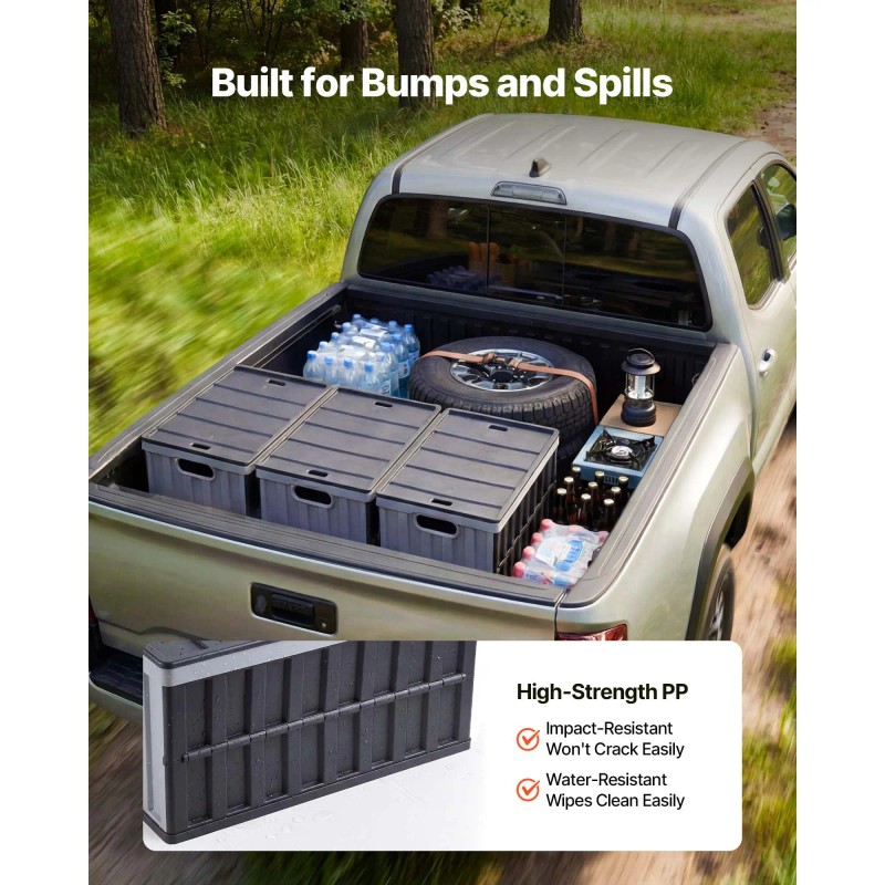 65L Plastic Collapsible Storage Bins with Lids 3 Pack Stackable