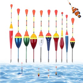 Diffaxy Pack of 10 Fishing Floats, Fishing Accessories for Fishing, 7 Size Glow Stick Floats Fishing Set for Fishing in Silent and Flowing Water