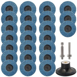 AOKLIT 2 Inch Flap Disc Set, Flat Flap Discs Roll Lock Sanding Disc 40 60 80 120Grit, Sander Disc with 1/4 Inch Holder for Angle Grinder Rust Removal (24)