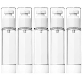 OUDQFCJ 5 Stück Airless Pumpspender Leer, Creme Spender, Kosmetikprodukte Reiseflaschen zum Befüllen, Leer Lotion Pumpflasche für Reise Home Verwendung 10ml