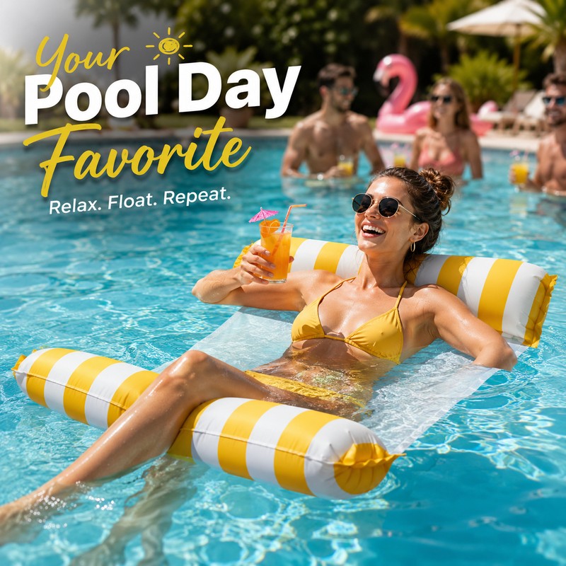 Inflatable Water Hammock Float for Adults – Foldable PVC Lounge