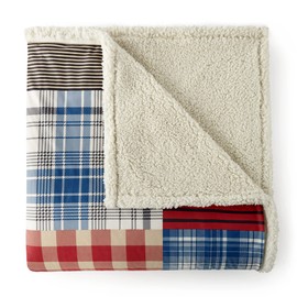 Shavel Home Products Micro Flannel Reverse to Sherpa Blanket, Berry Patch Plaid, Full/Queen