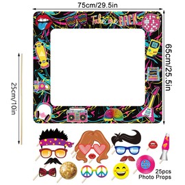 Doafoce 80s Photo Props for Party Decoration Inflatable Photo Frame Pack of 25 Rock Hippie Photo Accessories Funny Party Photo Box Props for Variety Party Decoration