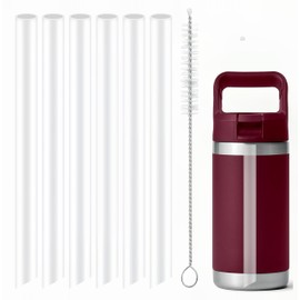 Joshey 6PCS Reusable Replacement Straws Compatible with YETI Rambler Jr. 36 oz Kids Water Bottle, Replacement Plastic Straws with 1 Cleaning Brush for YETI Cup