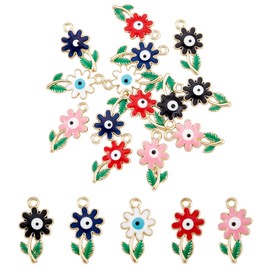 COGCHARGER Oval with Rose Enamel Charm Pendant Alloy Enamel Pendant with Crystal Rhinestone for Jewellery Making Crafts