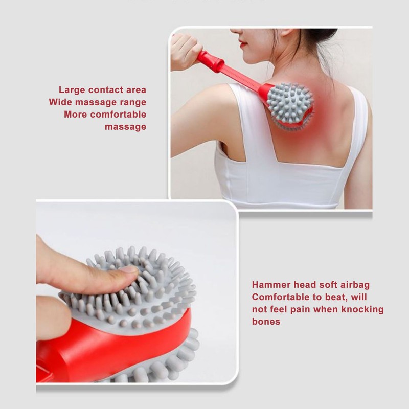 Massage Hammer 2 Soft Heads Retractable Flexible Handle Large Area