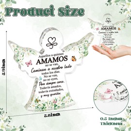 Yopyame Spanish Sympathy Bereavement Gifts - Acrylic Angel Memorial Gifts for Loss of Loved One Bereavement Condolences Grief Acrylic Keepsake Paperweight for Family Friend Remembrance Table Decor