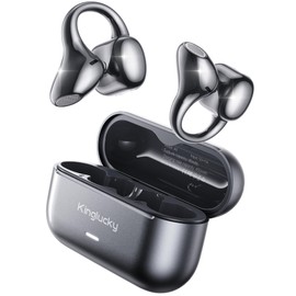 Kinglucky AirClip Open Ear Headphones Comfortable & Secure, Immersive Sound, 50H Battery, Bluetooth 5.4 Wireless Clip On Earbuds, Lightweight & Glasses Clip on Ear Buds for Commute All-Day Wear Black