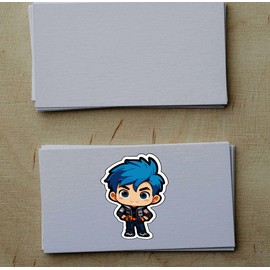 Set of 3 - Cute Anime Character Die-Cut Vinyl Sticker, Blue Hair, Gray Jacket, Auto, Wall, Laptop, Cell, Truck Sticker for Windows, Cars, Trucks