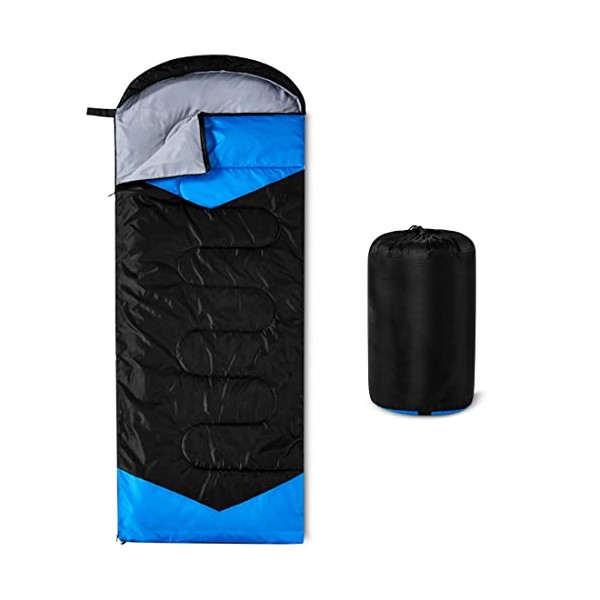 oaskys Camping Sleeping Bag - 3 Season Warm & Cool Weather - Summer, Spring, Fall, Lightweight, Waterproof for Adults & Kids - Camping Gear Equipment, Traveling, and Outdoors (Black XL, 39in x 90.5in)