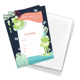 Desert Cactus Frog Style 2 Happy Birthday Invitations Invite Cards (10 Count) With Envelopes Boys Girls Kids Party (10ct)