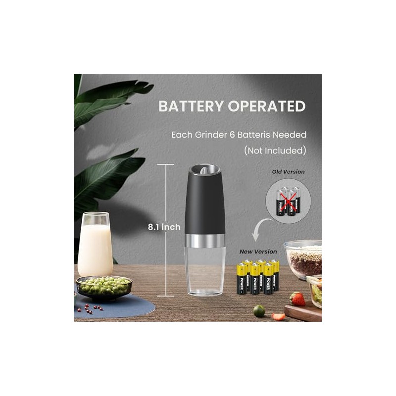 Automatic Gravity Salt and Pepper Grinder Set with LED Light