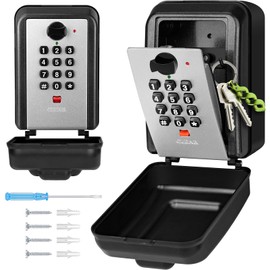 NEWIROVE Key Safe with Number Code Large Key Safe Outdoor Waterproof Robust Key Box with 12 Digit Key Safe Wall Mounted Key Safe for Home, Garage, Office Grey