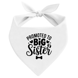 White Promoted to Big Sister Dog Bandana, White Pet Dog Scarf Accessories, Pregnancy Announcement Baby Reveal, Pet Dogs Triangle Scarf, Pets Bandana for Small Medium Dogs