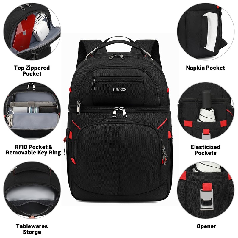 Insulated Cooler Backpack,Double Deck Leak Proof Cooler Bag,Insulated Backpack Cooler