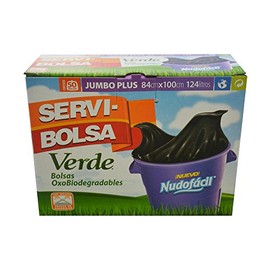 Servi-Bolsa Bolsas para Basura Biodegradables Jumbo Plus con Nudo Fácil, color Negro, 84 x 100 cm