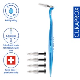 CURAPROX interdental brushes conical CPS regular 15 double pack, 10 interdental brushes plus 2 holders, ideal for braces, set CPS regular 15 with holder UHS 451