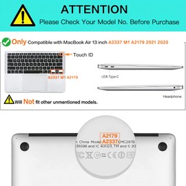 MOSISO Keyboard Cover Compatible with MacBook Air 13 inch 2022 2021 2020 Release A2337 M1 A2179 Retina Display with Touch ID Backlit Magic Keyboard, Waterproof Protective Silicone Skin, Rock Gray