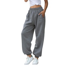 HeSaYep Women's High Waisted Sweatpants Workout Active Joggers Pants Baggy Lounge Bottoms,Dark Grey X-Large
