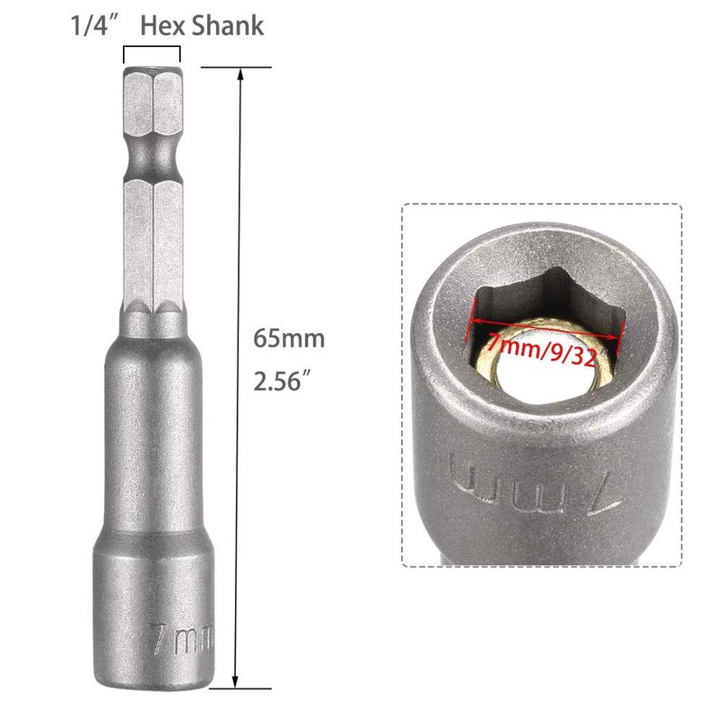 Saipe 10pcs 1/4" Hex Shank Impact Nut Driver Socket Set