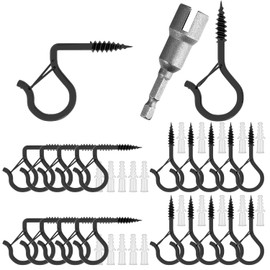 21 Pack Q-Hanger Hooks, Screw Hooks, Ceiling Hooks, String Light Hooks Include 1 Wing Nut Driver, Heavy Duty for Hanging Outdoor String Lights for Hanging Christmas Lights, Plants, Wind Chimes