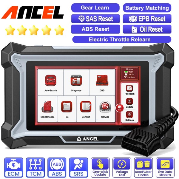 ANCEL Car OBD2 Scanner Diagnostic Tool Battery Matching Oil EPB