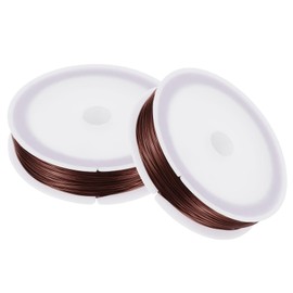 PATIKIL 131 Feet Flexible Paddle Florist Wire, 2 Rolls 0.5mm Beading Wire Metal Floral Stem Twist Ties for Flower Arrangements, Brown