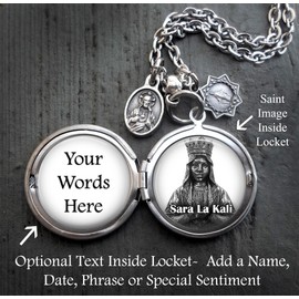 St. Sara La Kali Locket Necklace, Patron Saint of Roma Gypsies, Romani People