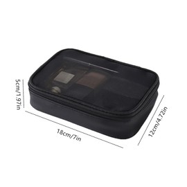 Uniquer Mesh Makeup Bag, Zipper Cosmetic Storage Pouch, Black Women Toiletry Bag for Women, Portable Zipper Travel Bag for Travel, Bathroom