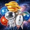 7Pcs Astronaut Rocket Balloons/Outer Space Birthday Party Decor with 4D