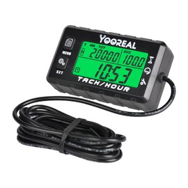 Yooreal Digital Hour Meter and Tachometer Gauge,Maintenance Hours,Waterproof Design for Lawn Mower Log Splitter Generator Compressor Motorcycle Marine Jet Ski Snowblower Dirt Bike