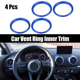 X AUTOHAUX 4 Pcs Blue Car Air Conditioner Vent Ring Inner Trim Aluminum Alloy
