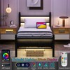 Twin Bed Frames With Charging Station & LED Lights, Metal