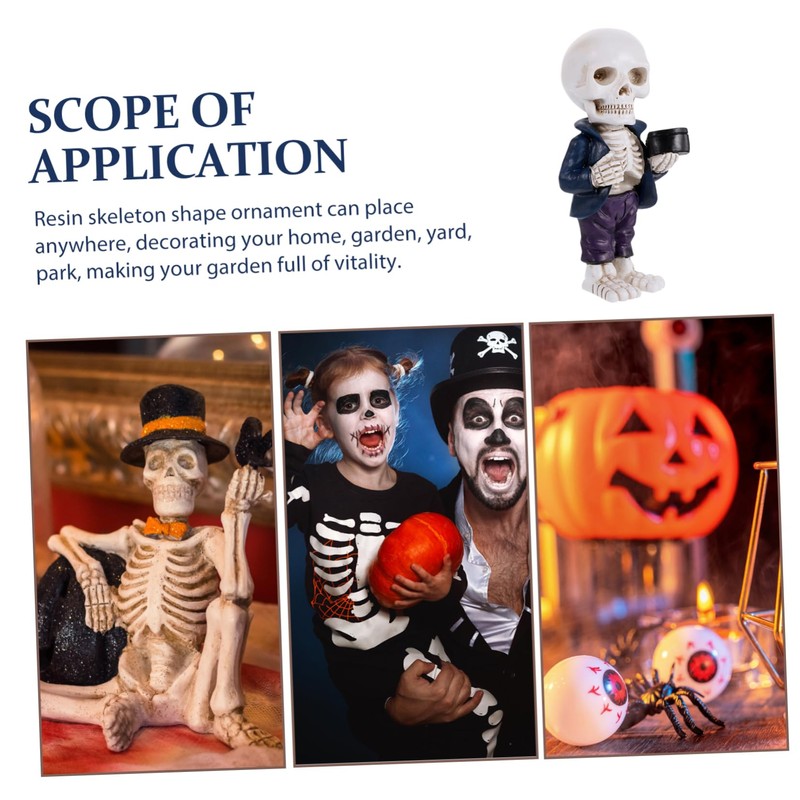 BIUDECO Cool Resin Skeleton Figurine Mini Skeleton Figurine Gothic Desktop